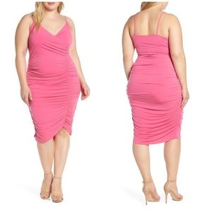 LEITH Nordstrom Plus Ruched Raspberry BodyCon 1X